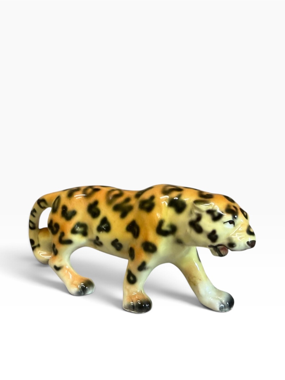 Vintage Ceramic Leopard Japan Figurine in Yellow and Black